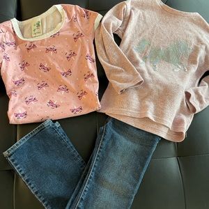 Girls unicorn shirts & jeans